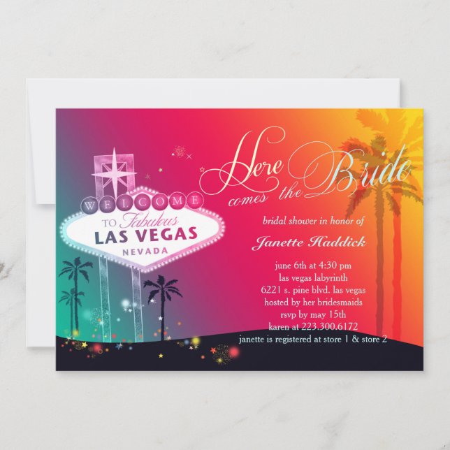 Brautparty Las Vegas Einladung (Vorderseite)