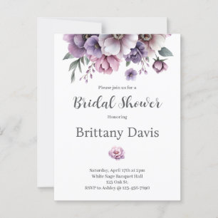 Brautparty Lavendel Aquarell Blumenmuster Postkarte
