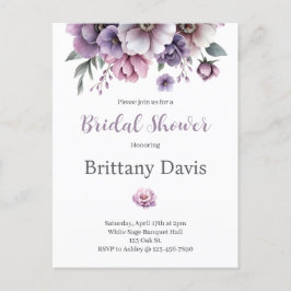 Brautparty Lavendel Watercolor Floral Postkarte