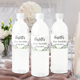 Brautparty lavender florale eucalyptus Water Bo Wasserflaschenetikett