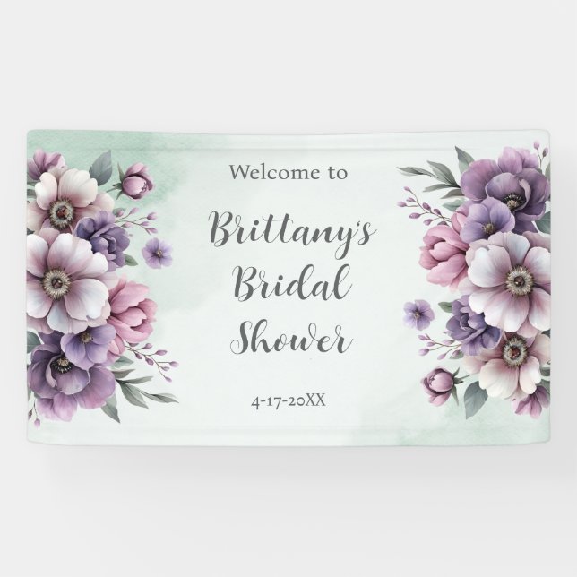 Brautparty Lavender & Green Floral Banner (Horizontal)