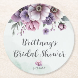 Brautparty Lavender & Green Floral Paper Untersetz Runder Pappuntersetzer