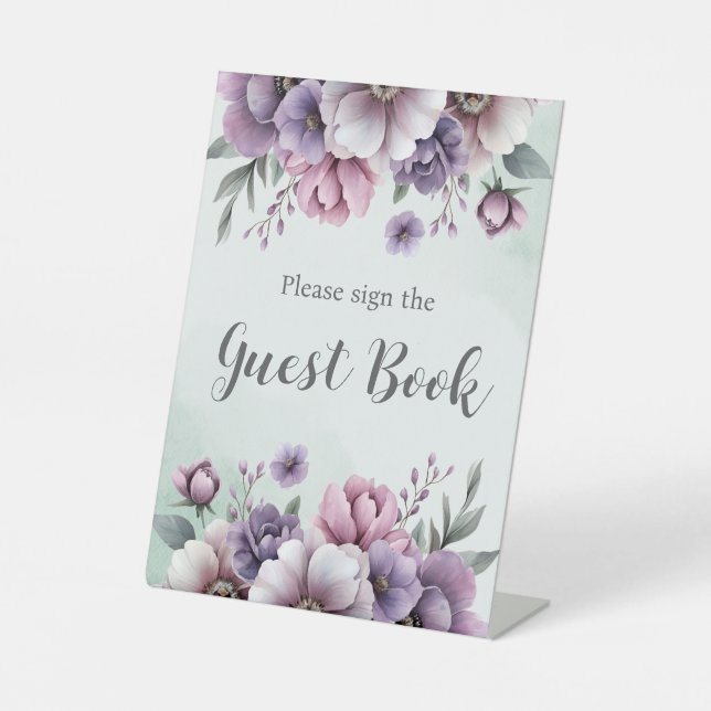 Brautparty Lavender & Green Floral Sockelschild (Vorderseite)