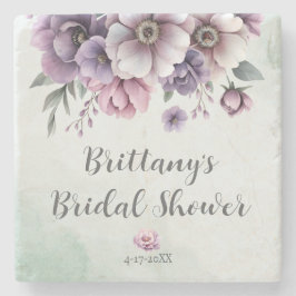 Brautparty Lavender & Green Floral Steinuntersetzer