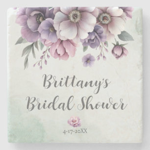 Brautparty Lavender & Green Floral Steinuntersetzer