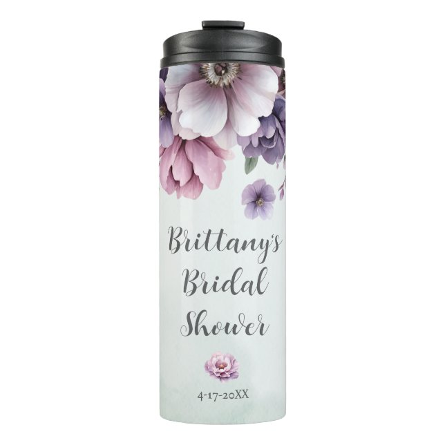 Brautparty Lavender & Green Floral Thermosbecher (Vorderseite)