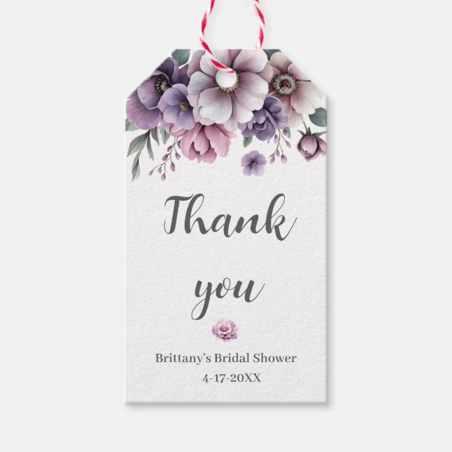 Brautparty Lavender Wasserfarbenfloral Geschenkanhänger (Vorderseite)