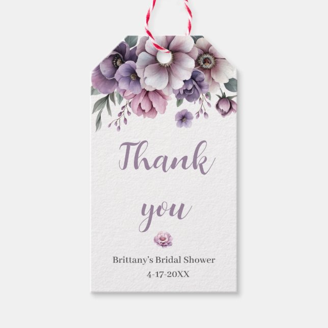 Brautparty Lavender Wasserfarbenfloral Geschenkanhänger (Vorderseite)