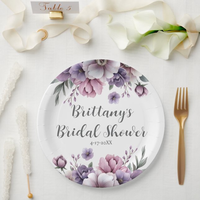 Brautparty Lavender Wasserfarbenfloral Pappteller (Hochzeit)