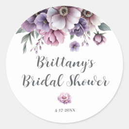 Brautparty Lavender Wasserfarbenfloral Runder Aufkleber