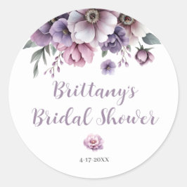 Brautparty Lavender Wasserfarbenfloral Runder Aufkleber