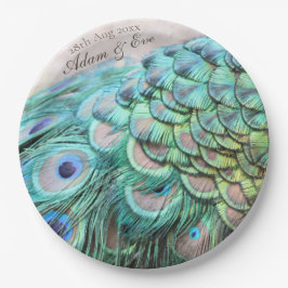 Brautparty Lavish Peacock Feathers Paper Plate Pappteller