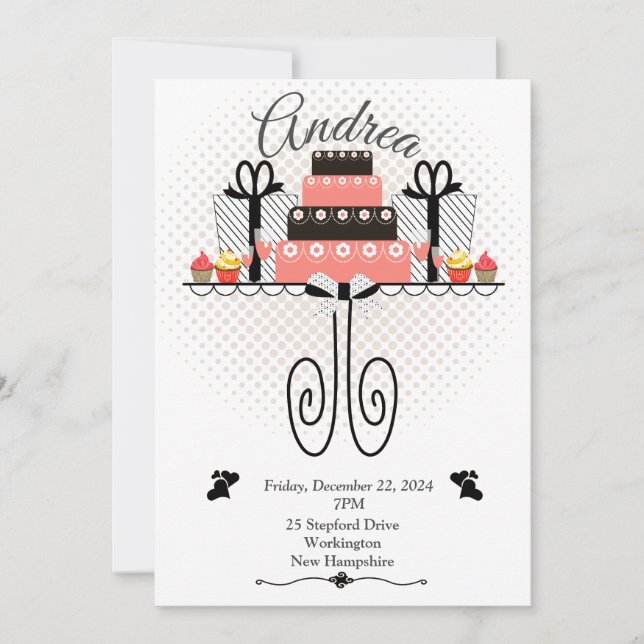 Brautparty, leckere Kuchen Einladung (Vorderseite)