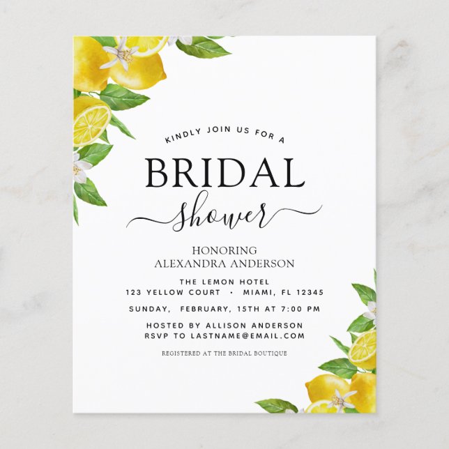 Brautparty Lemon Citrus Einladungen Flyer (Vorne)