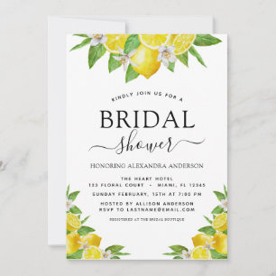 Brautparty Lemon Wasserfarbe Citrus Gelb Einladung