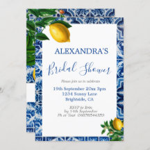 Brautparty Lemons Blue White Tuscan Tile