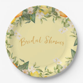 Brautparty Lemons Orange Citrus Floral Pappteller