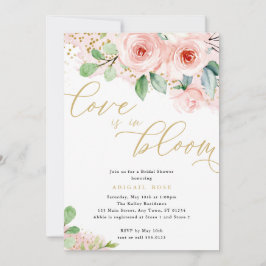 Brautparty Liebe in Bloom, Rosa Gold Blume Einladung