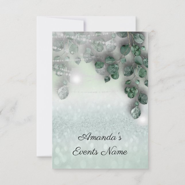 Brautparty Light Jar Rustic Mint Glitt Einladung (Rückseite)