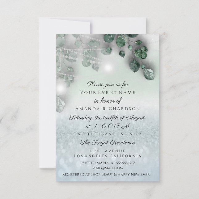 Brautparty Light Jar Rustikal Smoky Blau Einladung (Vorderseite)