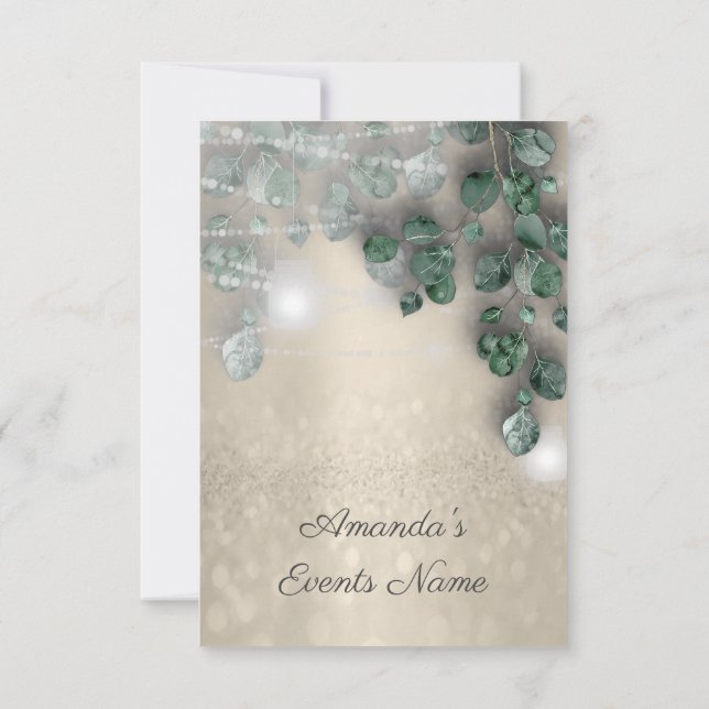 Brautparty Light Jar Rustikale Sepia Gold Einladung (Rückseite)