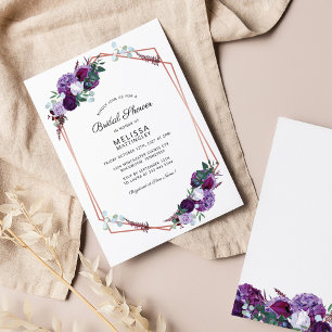 Brautparty Lila floral Rose Gold Geometrisch Einladung