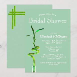 Brautparty Lucky Bamboo Pastel Green Template Einladung
