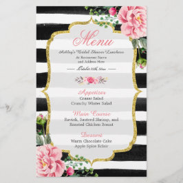 Brautparty Luncheon Menü Klasse Blumenmuster Strei