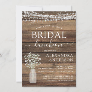 Brautparty Luncheon Rustic String Lights Einladung