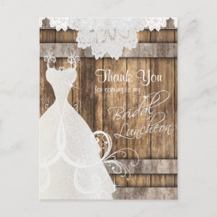 Brautparty Luncheon - Rustikales Holz und Spitzen Postkarte