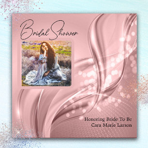 Brautparty Luxury Pink Metallic Foto Einladung