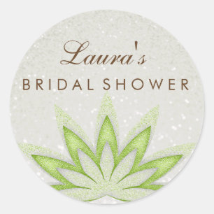 Brautparty Mandala Lotus Blume Green Vintag Runder Aufkleber