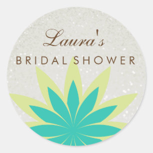 Brautparty Mandala Lotus Blume Green Vintag Runder Aufkleber