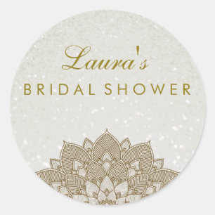Brautparty Mandala Lotus Blume Pearl Swirl Runder Aufkleber