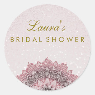 Brautparty Mandala Lotus Blume Rosa Swirl Runder Aufkleber