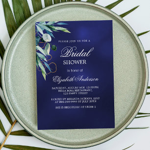 Brautparty Marineblau Grün elegant Einladungspostkarte