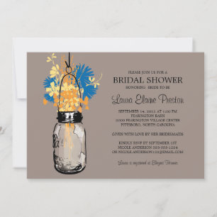 Brautparty Mason Jar und Wildblumen Einladung
