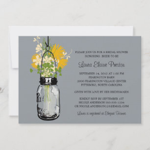 Brautparty Mason Jar und Wildblumen Einladung