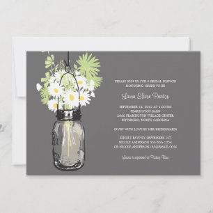 Brautparty Mason Jar und Wildblumen Einladung