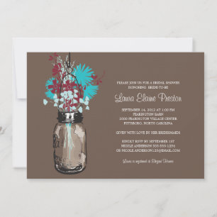 Brautparty Mason Jar und Wildblumen Einladung