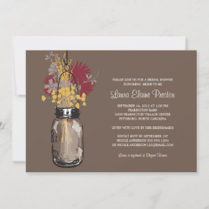 Brautparty Mason Jar und Wildblumen Einladung