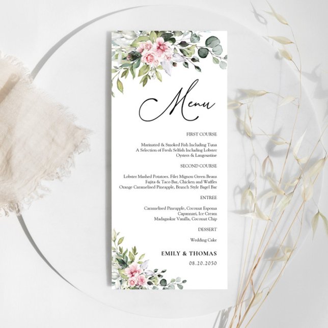 Brautparty-Menü in Rosa Menükarte (Von Creator hochgeladen)