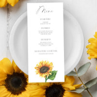 Brautparty-Menü mit Minimalistischen Sonnenblumen