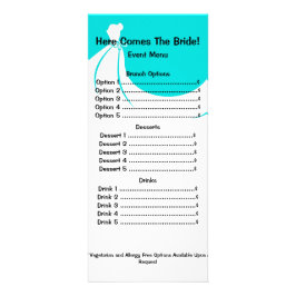Brautparty Menu Rackcard Werbekarte