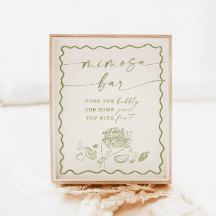 Brautparty Mimosa Bar Sign, Bauern Markt Poster