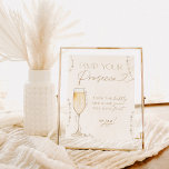 Brautparty Mimosa Bar Sign, Perlen & Prosecco Poster<br><div class="desc">Dieses Perlen & Prosecco Bubbly Pimp Your Prosecco Sign ist mit handgemalten Champagnerflöten ausgestattet und eignet sich perfekt für Ihre Dusche oder Event Blubbly Station! Text- und Hintergrundfarben sind vollständig editierbar —> klicken Sie auf die Schaltfläche "Edit Using Design Tool" um zu bearbeiten!</div>