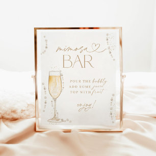 Brautparty Mimosa Bar Sign, Perlen & Prosecco Poster