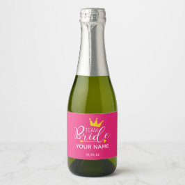 Brautparty Mini Sparkling Wine Label Hot Pink Cr