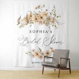 Brautparty mit beigen Wildblumen Wandteppich