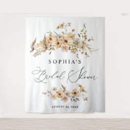 Brautparty mit beigen Wildblumen Wandteppich